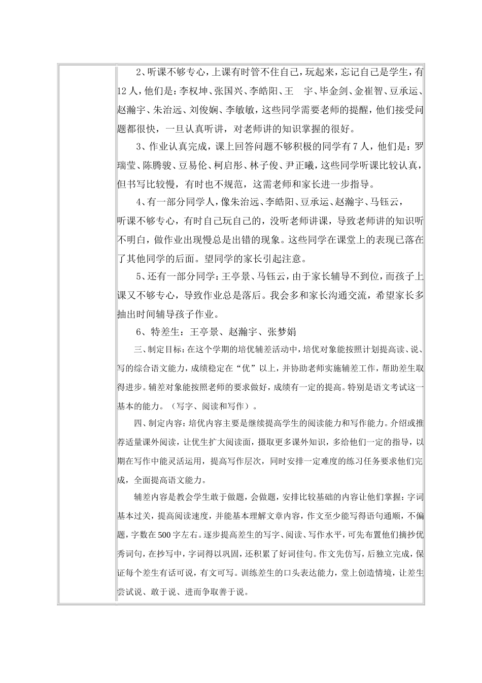 四(2)班语文培优补差工作记录表_第3页