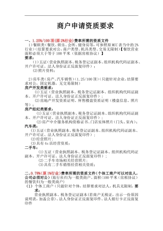 商户申请资质要求