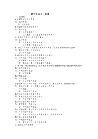 商业企业会计分录