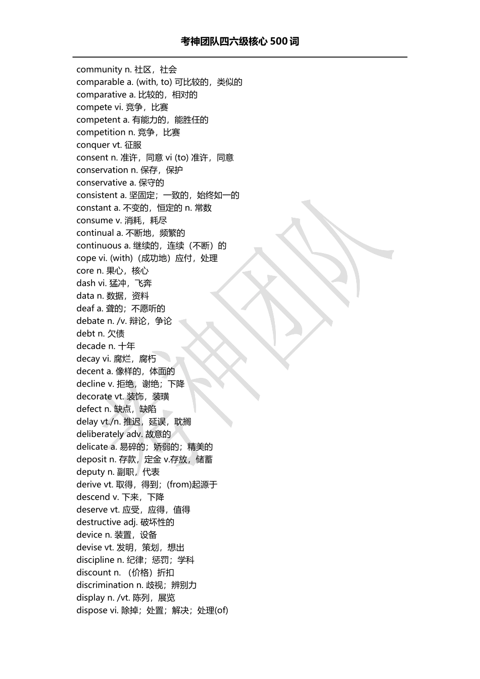 四六级入门级核心500词_第3页