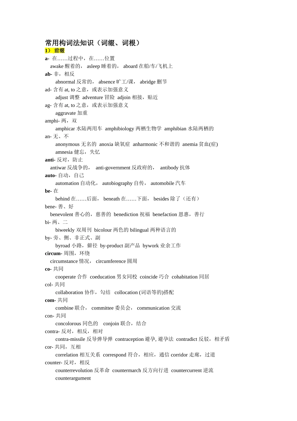 四六级题库-英语四六级必读科技词汇及常见词根词缀_第1页