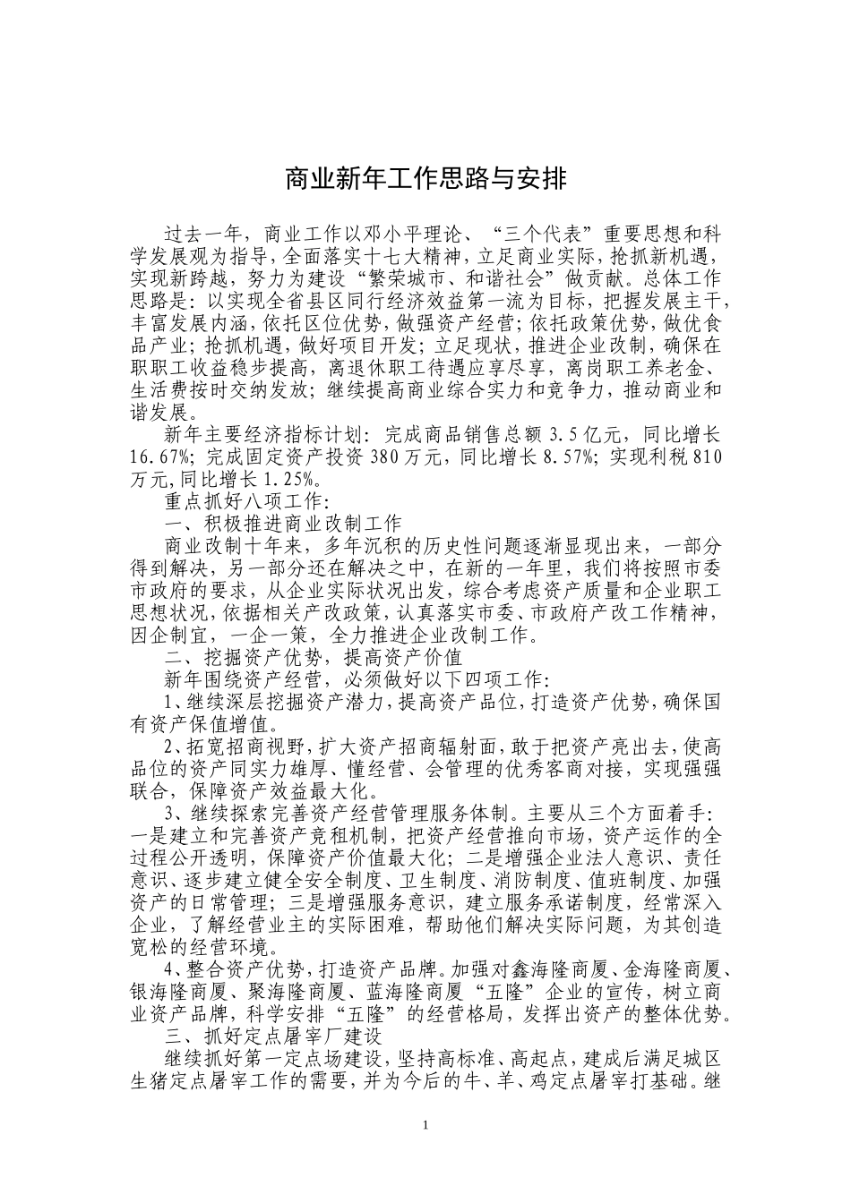 商业新年工作思路与安排_第1页