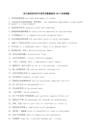 四六级英语写作中使用次数最高的100个词语搭配(同名6819)