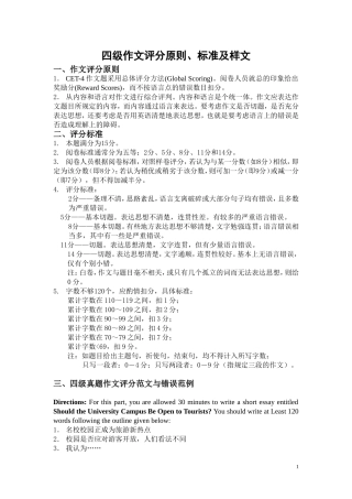 四六级英语作文评分标准和样文