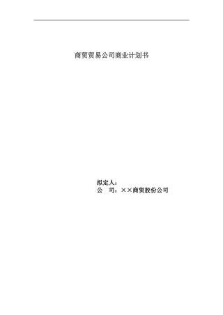 商贸贸易公司商业计划书