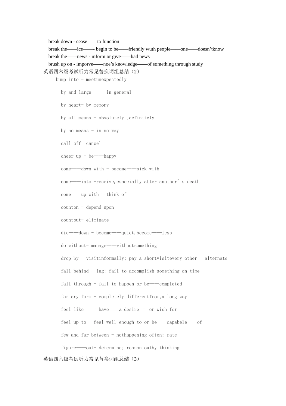 四六级阅读及听力同义替换_第3页