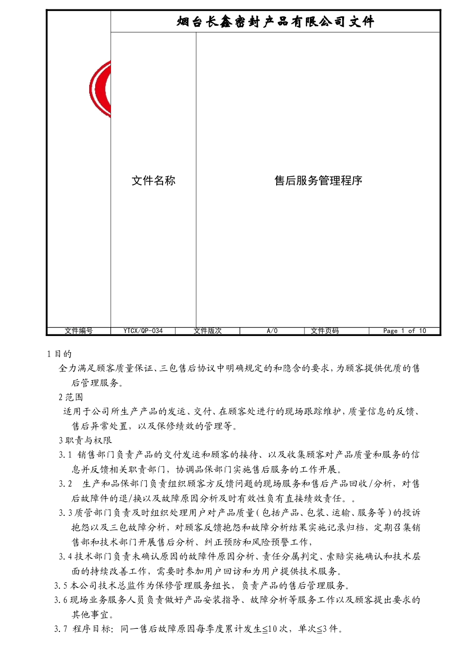 售后服务管理程序_第1页