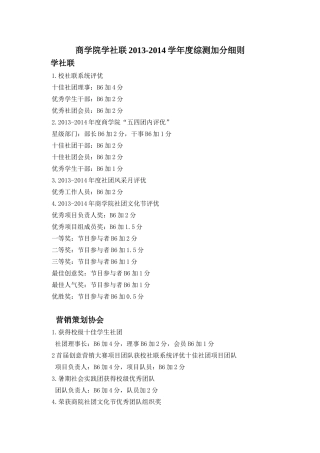 商学院学社联2013-2014学年度综测加分细则...