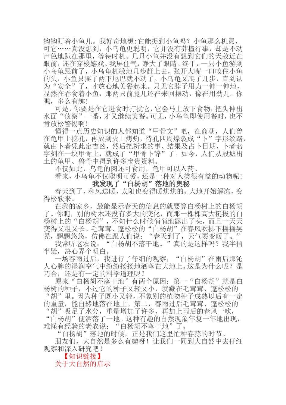 四下第三单元《大自然的启示》优秀习作_第3页