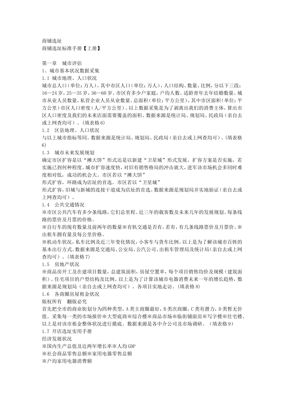 商铺选址标准手册【上册】_第1页