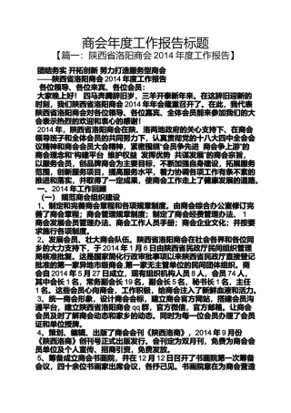 商会年度工作报告标题