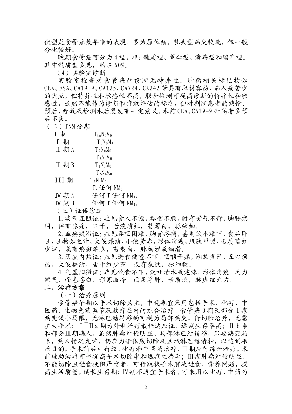 噎膈(食管癌)诊疗方案2011版_第2页