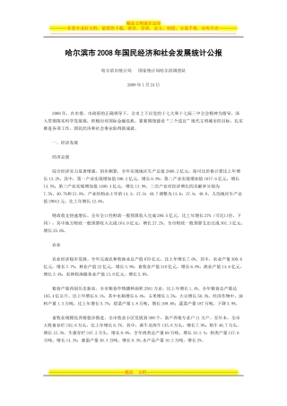 哈尔滨市2009年经济分析报告