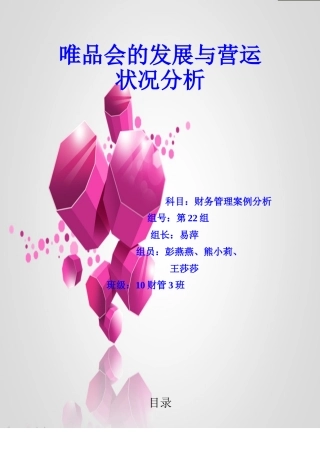 唯品会发展与营运状况分析文档