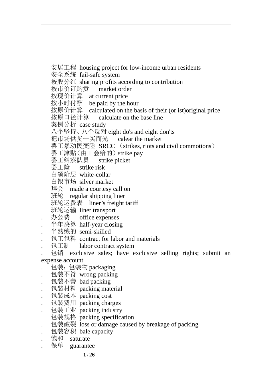 商务翻译英语三级词汇_第1页