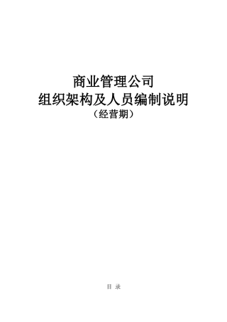 商业管理公司(经营期)人员组织架构及人员编制说明