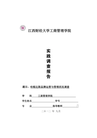 哈根达斯暑期实践