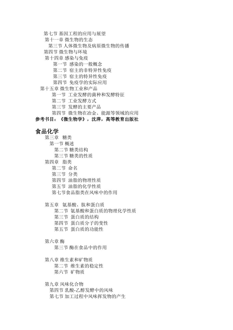 哈工大2010年食品科学专业硕士研究生入学考试复试大纲(专业综合)_第2页
