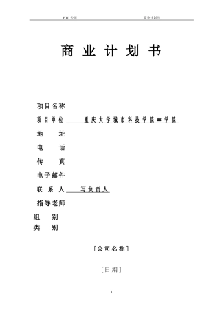 商业计划书模板(同名13159)