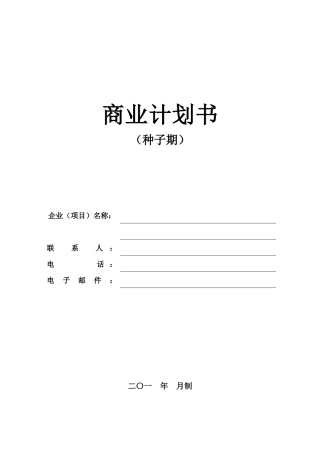 商业计划书模版(种子期)
