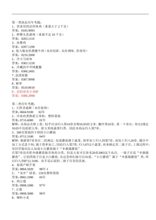 商品归类历年考试试题及答案