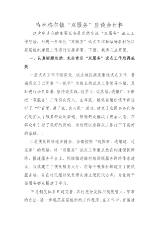 哈林格尔镇双服务座谈会材料
