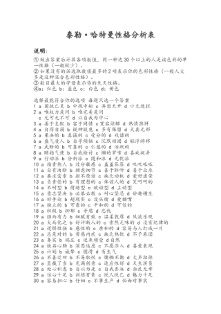 哈特曼性格测试