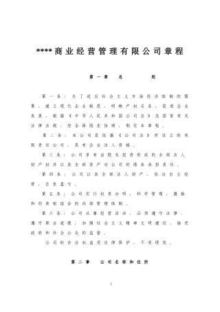 商业经营公司章程