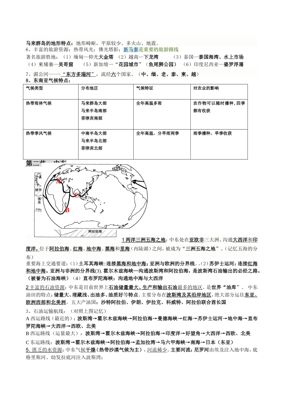 商务星球版七年级下册地理复习提纲_第3页