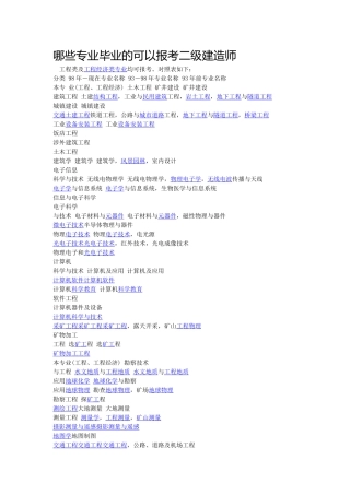 哪些专业毕业的可以报考二级建造师