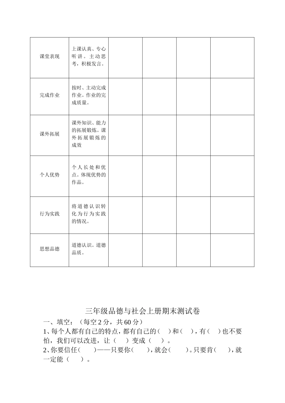 品德与生活期末考查评价方案_第3页