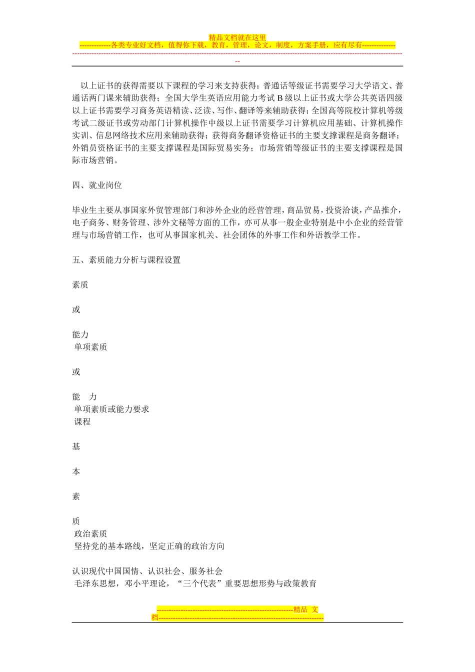 商务英语专业教学计划_第3页