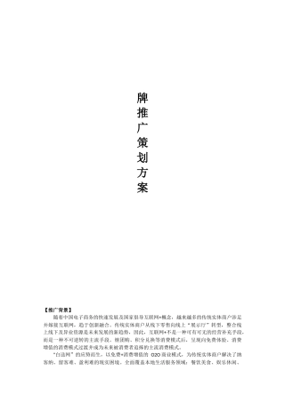 品牌推广策划方案