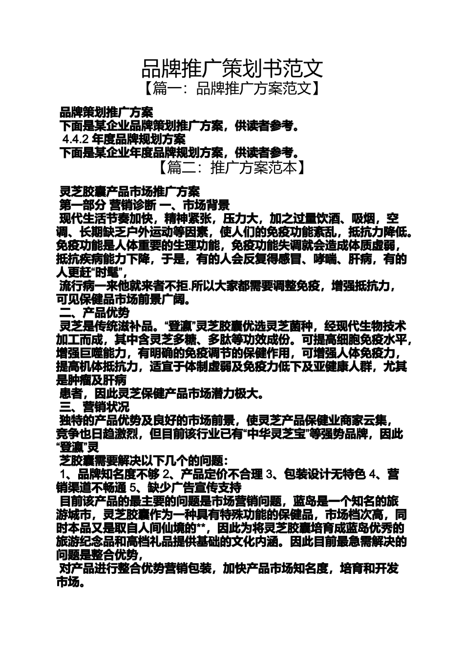 品牌推广策划书范文_第1页