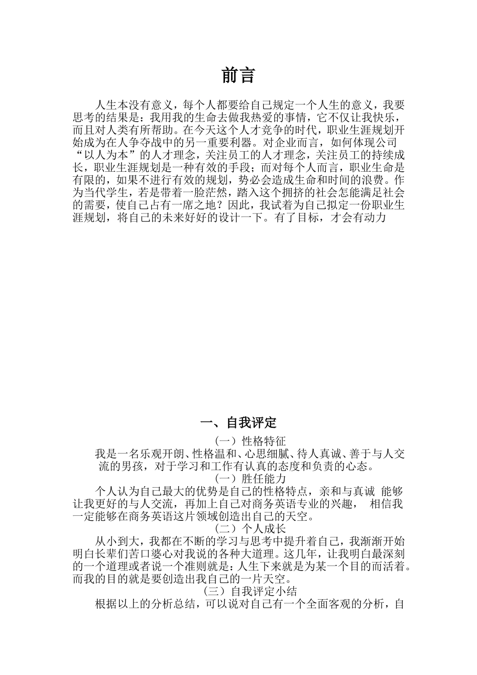 商务英语专业职业生涯规划_第2页