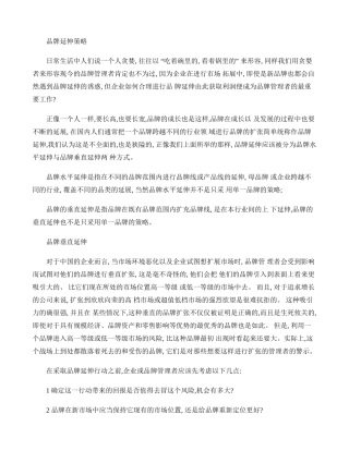品牌延伸策略.
