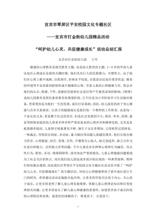 呵护幼儿园心灵-共促健康成长总结汇报