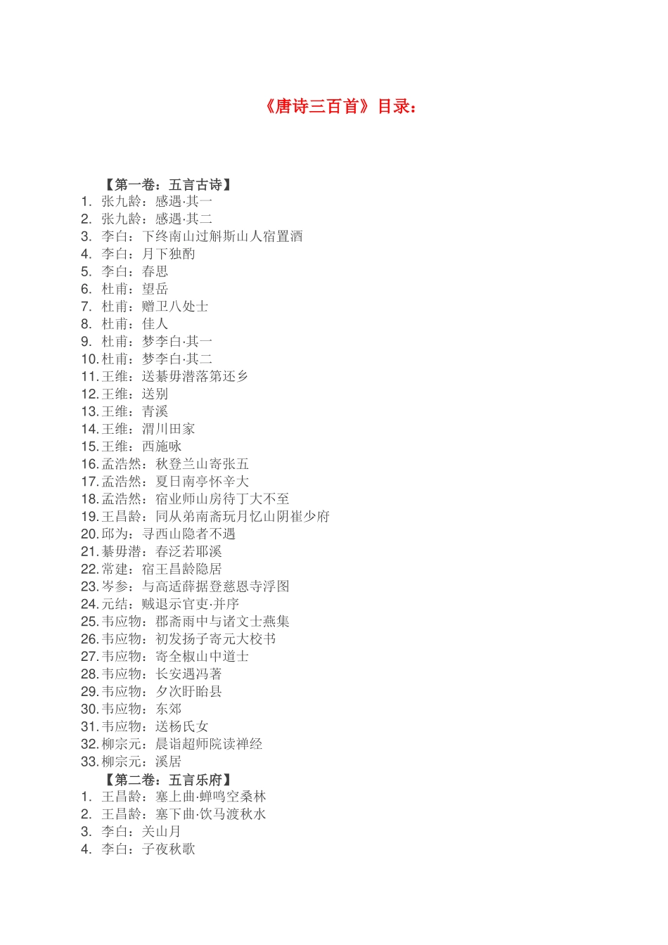 唐诗三百首目录勿删_第1页