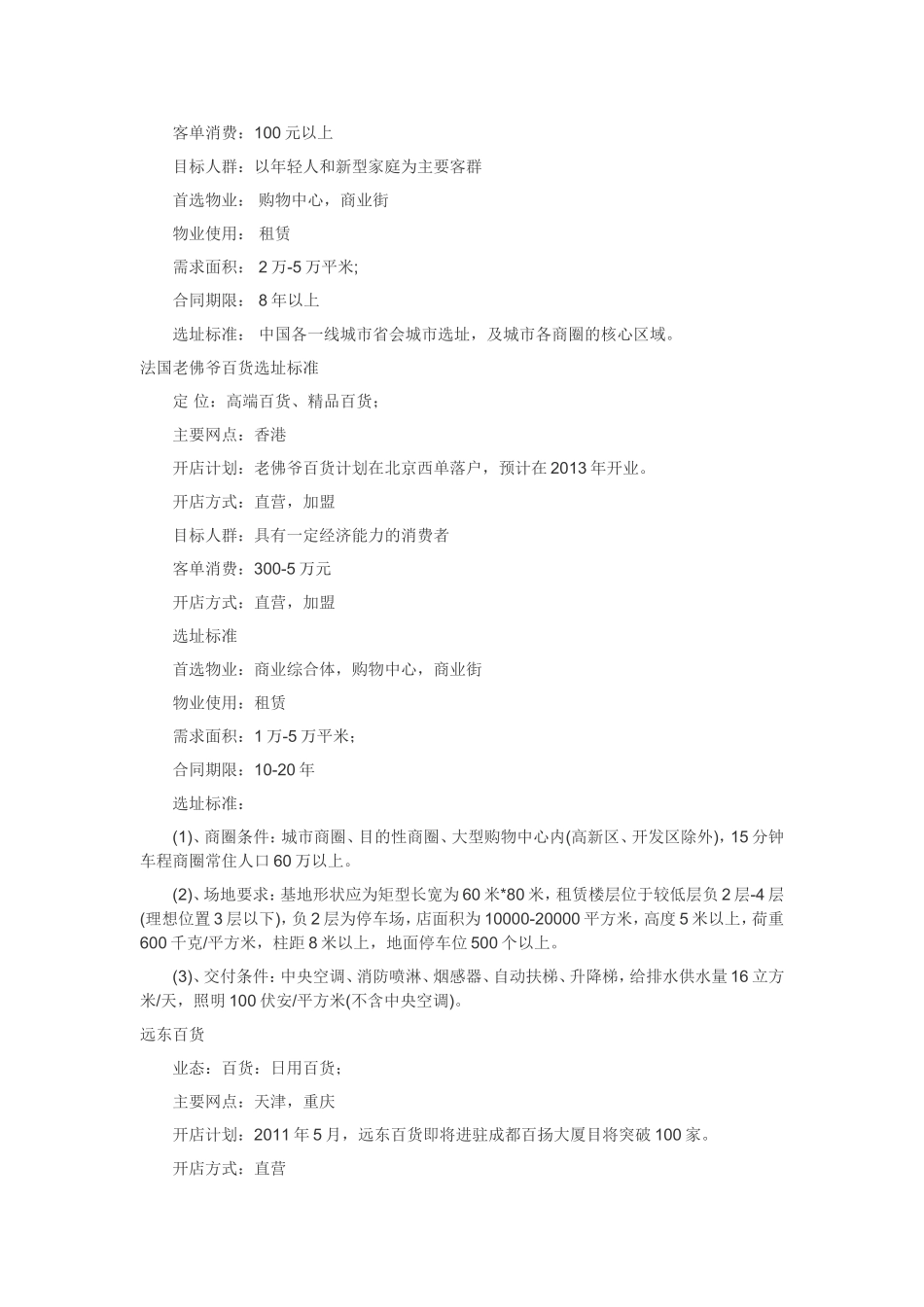 商业行业选址标准大全_第2页