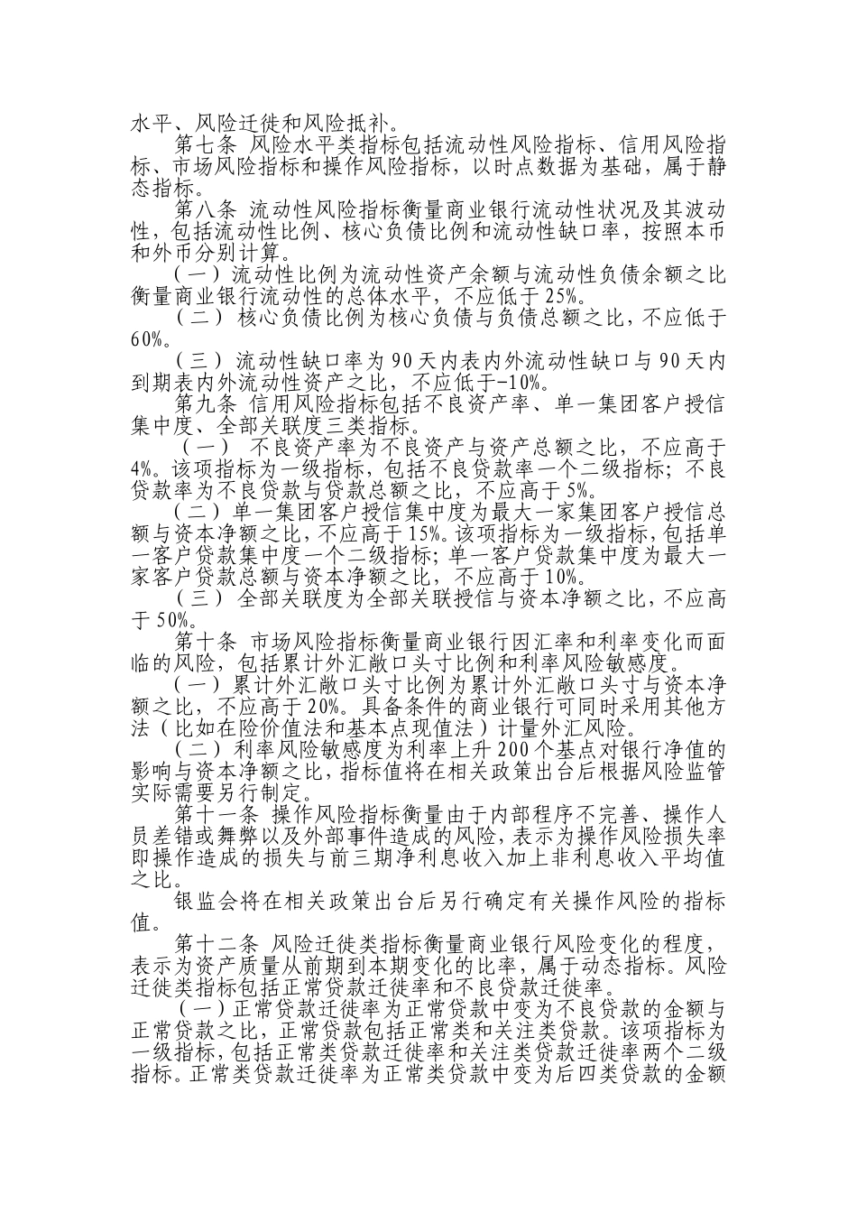 商业银行风险监管核心指标一览表及说明_第2页