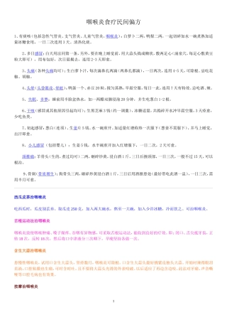 咽喉炎食疗民间偏方