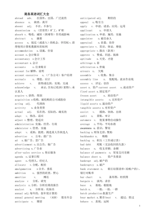 商务英语词汇(BEC词汇打印版)