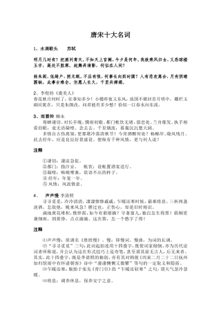 唐宋十大名词