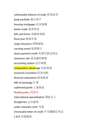 商务英语翻译专有名词