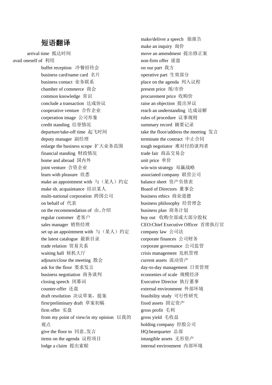 商务英语口笔译期末复习_第1页