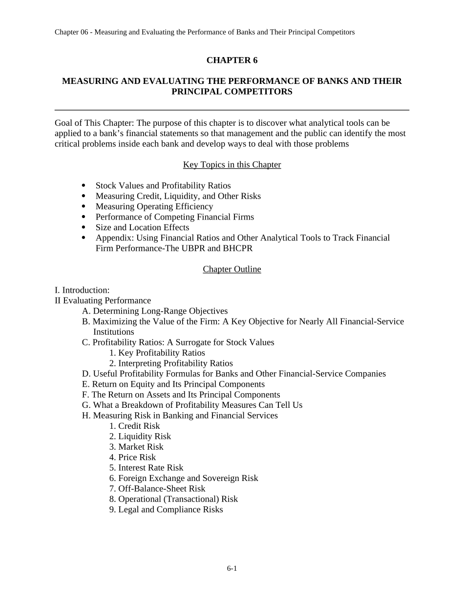 商业银行学答案-第八版-罗斯Chap006_第1页