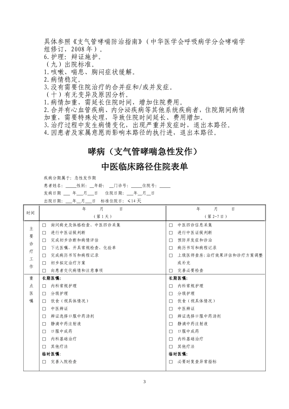 哮病的临床路径(中医)_第3页