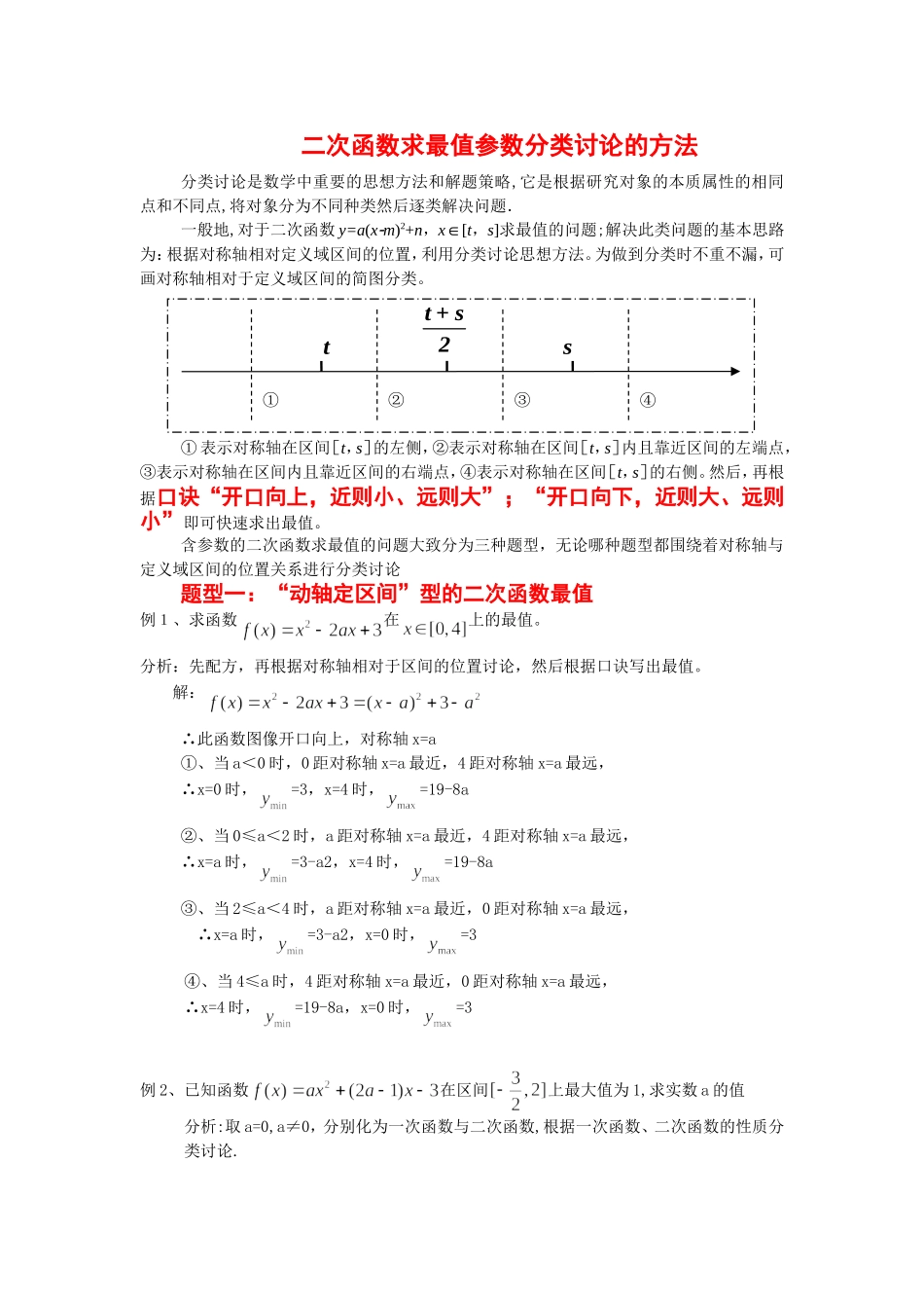 含参数二次函数分类讨论的方法总结_第1页