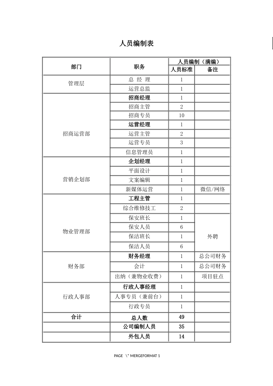 商业运营管理公司人员架构及岗位说明_第3页