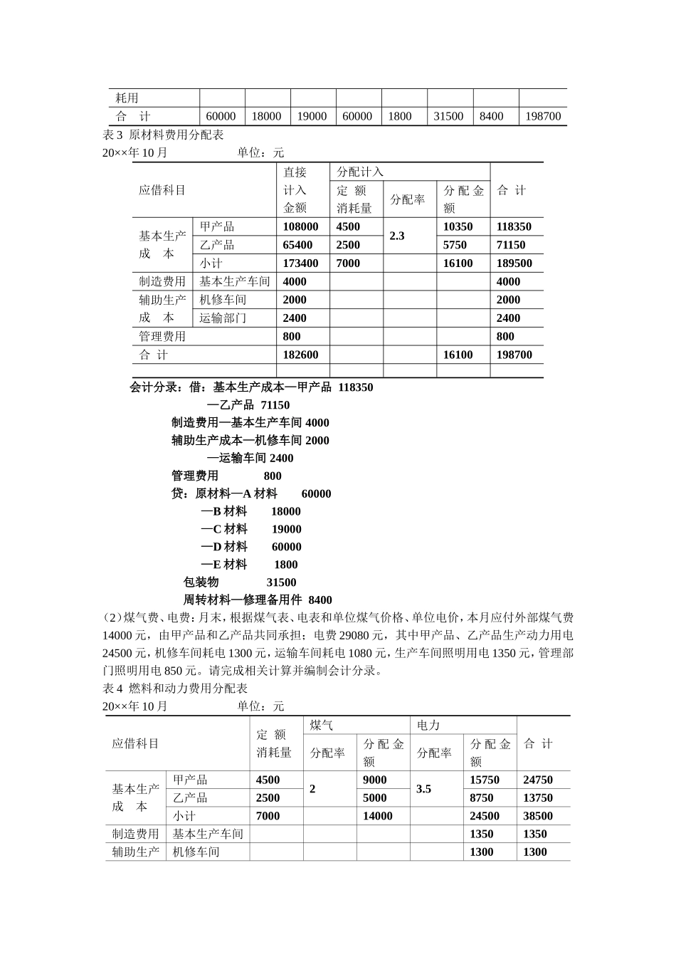 品种法综合案例和实训答案_第2页
